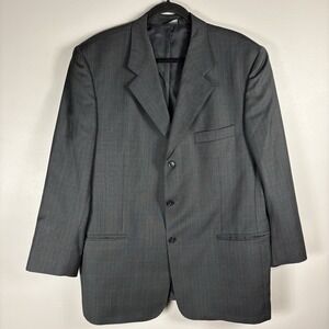 Pavone Zignone Men's 44R‎ Black Blue Stripe Windowpane Super 110s Blazer Jacket